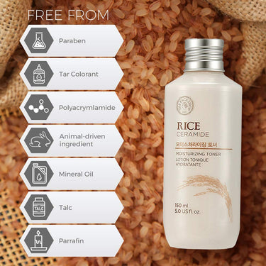 The Face Shop Rice & Ceramide Moisturizing Face Toner Enriched With Rice Extracts To Brighten The Skin | Suits All Skin Types |Hydrating Face Toner For Glowing Skin, Korean Skin Care products,150ml